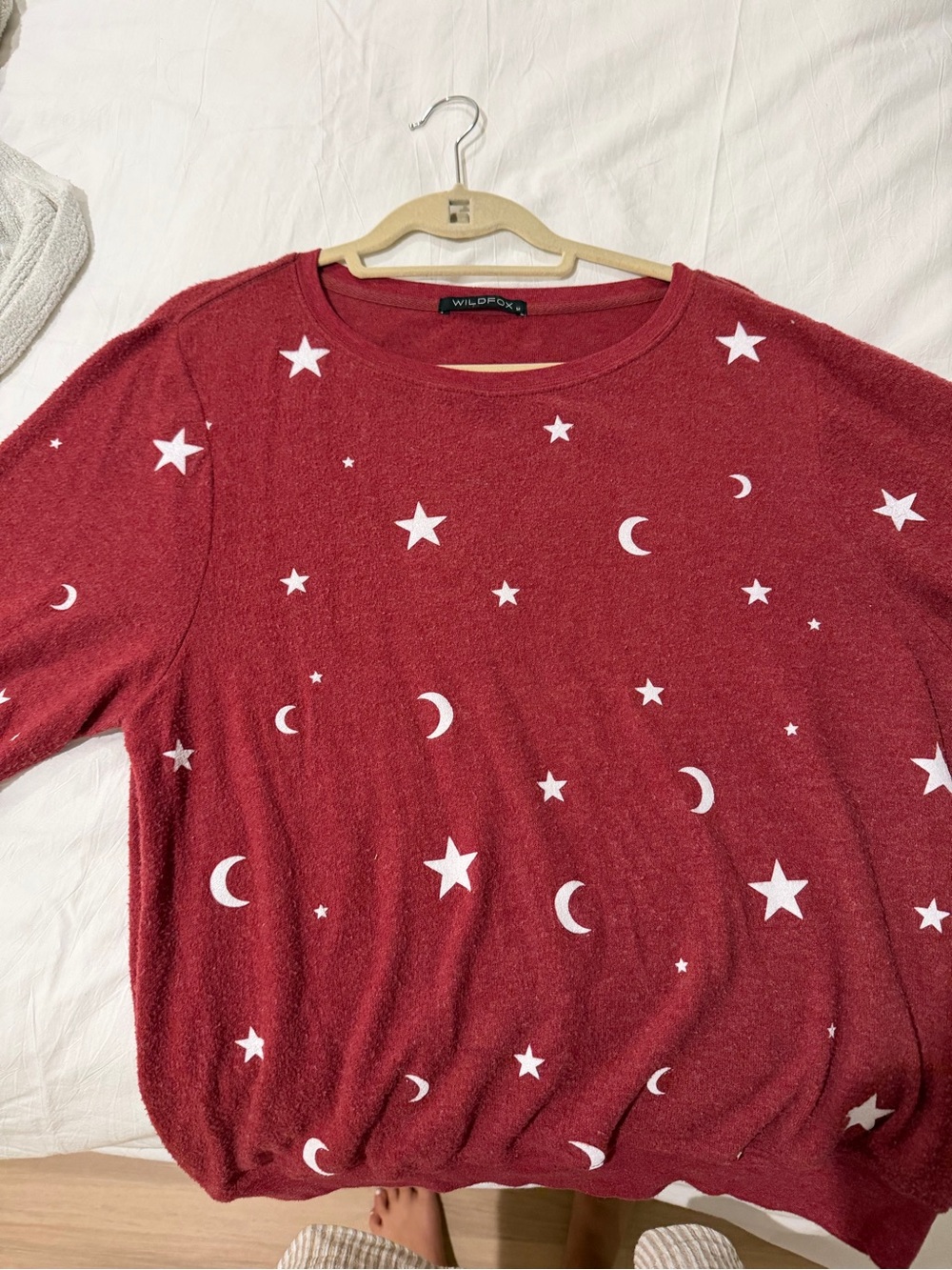 Wildfox Burgundy Sweatshirt with White Stars & Moons